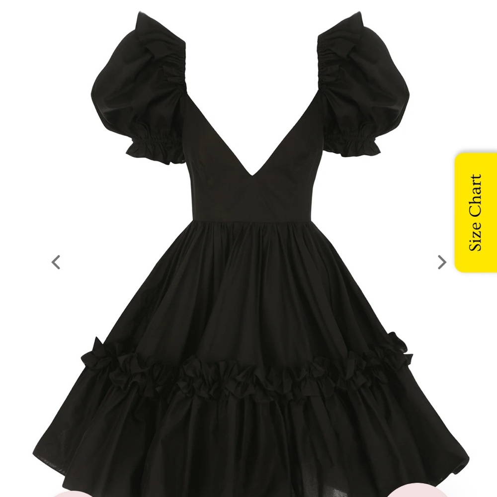 NWT.  Selkie Caviar Dress.  Elegant Black Puff Sleeve Dress - Picture 2 of 5